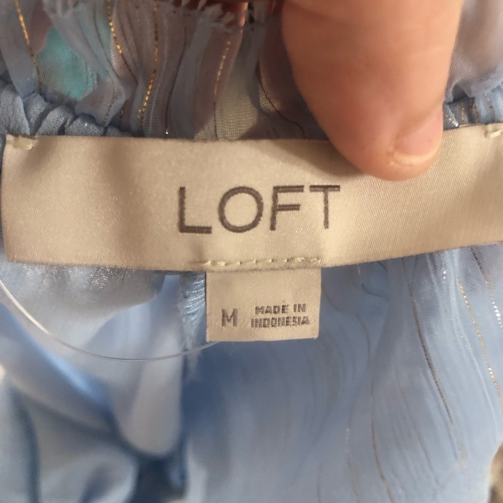 LOFT Blue Ruffle Blouse - Picture 8 of 15
